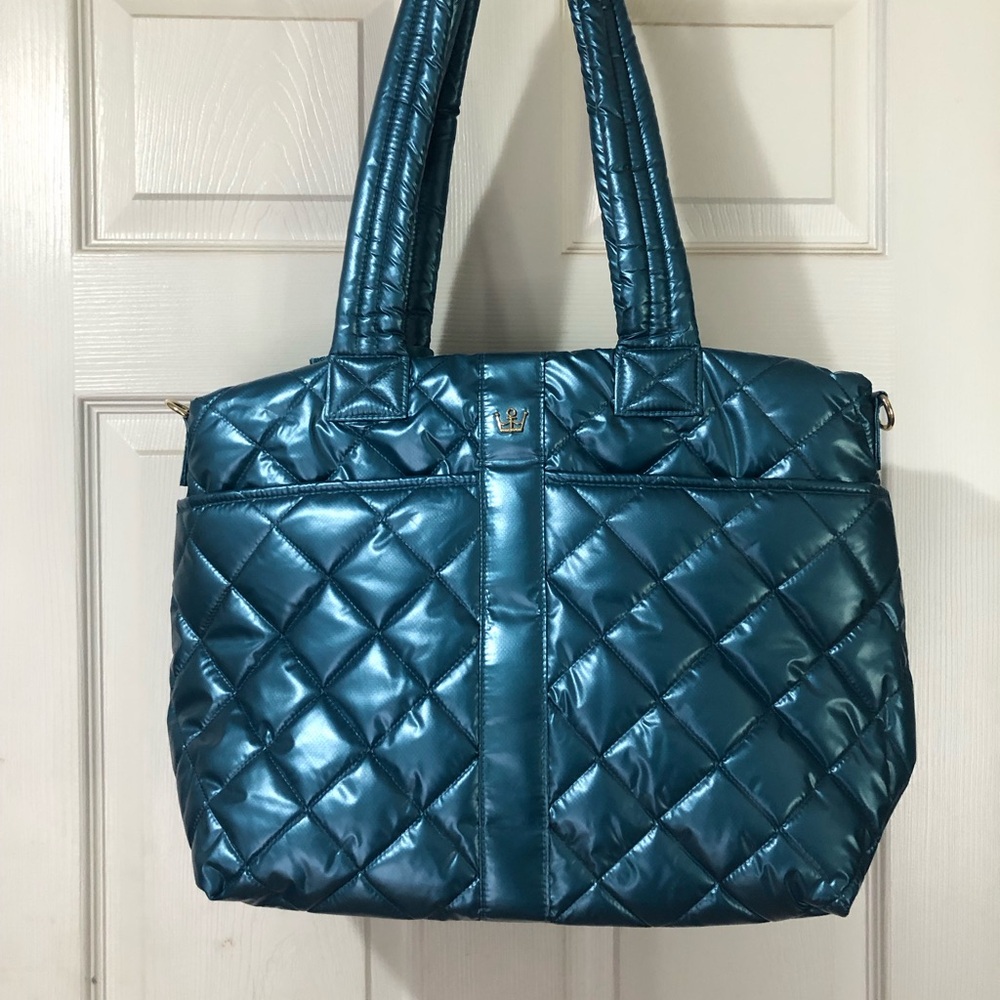 Oliver Thomas Quilted Metallic Teal Tote Bag - Women